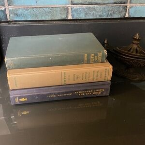Vintage Hardcover Book Set in Green, Blue, and Tan